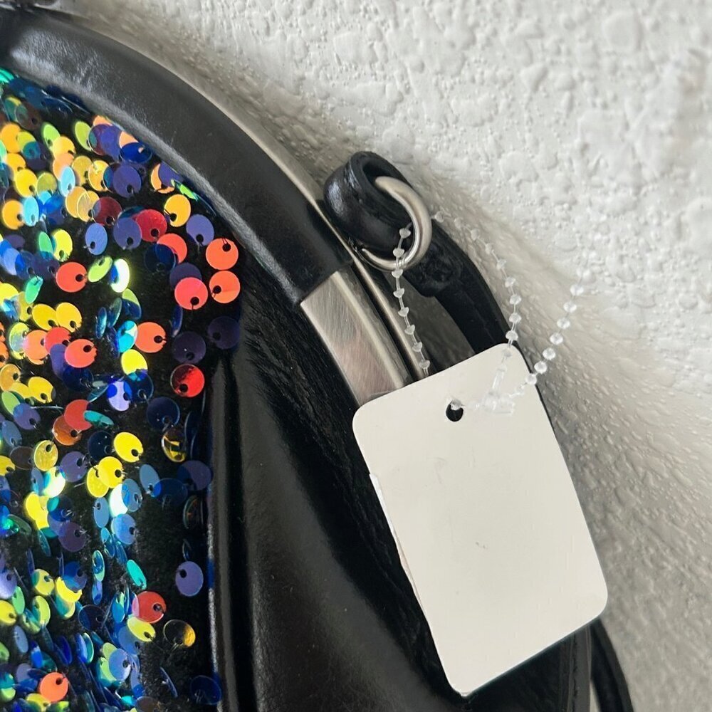Patricia Nash PORTAFINA Leather Sequined Frame Crossbody Bag BLACK BLUE nwt - Picture 3 of 12